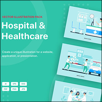医院医生医疗保健扁平化PNG/EPS/AI/SVG第一素材网矢量插图精选