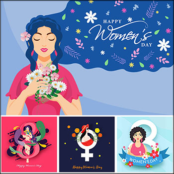 10款38妇女节女神节海报第一素材网矢量插图精选插画