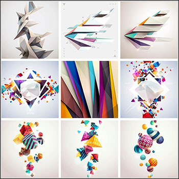 15款3D几何形状抽象背景第一素材网矢量素材精选