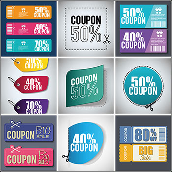 16款超市打折促销优惠券第一素材网矢量素材精选