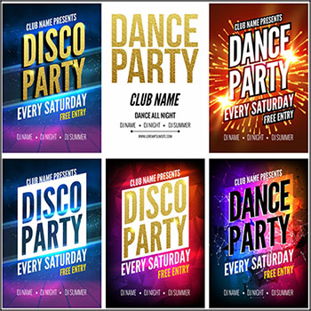 6款舞蹈DISCO舞厅派对炫彩海报第一素材网矢量素材精选