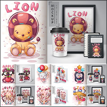 7款可爱粉色动物印染图案第一素材网矢量素材精选