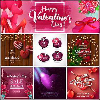 13款情人节对话框装饰爱心插图背景横幅海报第一素材网矢量素材精选