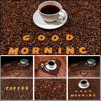 6款咖啡和咖啡豆背景高清图片