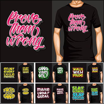 16款创意艺术字T恤图案印染第一素材网矢量素材精选