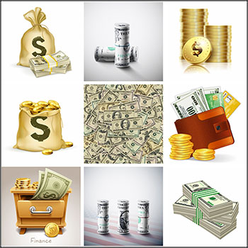 美金美元钱袋钱包第一素材网矢量插图精选