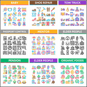 9套母婴店汽车抢修修鞋金融系列图标第一素材网矢量素材精选