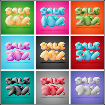 10款促销打折英文3D立体字体第一素材网矢量素材精选