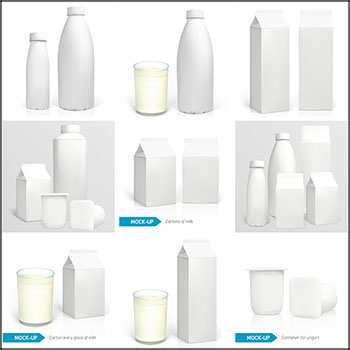 牛奶盒牛奶瓶矢量样机模型
