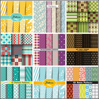 15套清新花纹欧式图案无缝背景第一素材网矢量素材精选