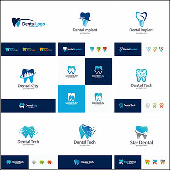 12款牙科牙齿LOGO标志第一素材网矢量素材精选