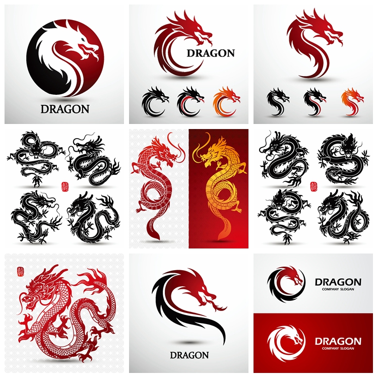中国风龙图腾LOGO插图标志第一素材网矢量素材精选