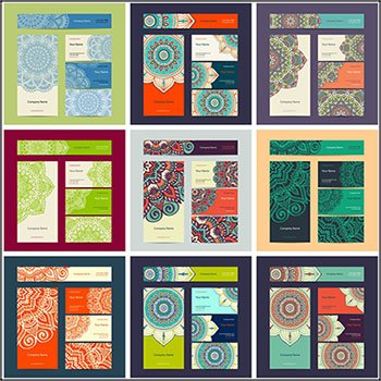 10款民族花纹横幅卡片名片第一素材网矢量素材精选