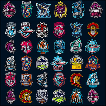 7套卡通动物LOGO标志T恤印染图案第一素材网矢量素材精选