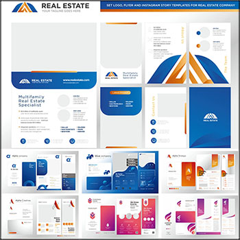 7款公司徽标企业传单名片横幅第一素材网矢量模板精选