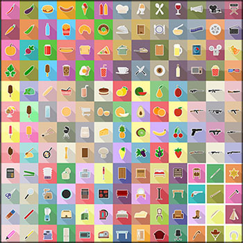 4套食物水果化妆用品五金工具ICONS图标标志第一素材网矢量素材精选