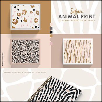 20款森林野生动物皮肤纹理图案JPG/PNG/AI/EPS无缝背景