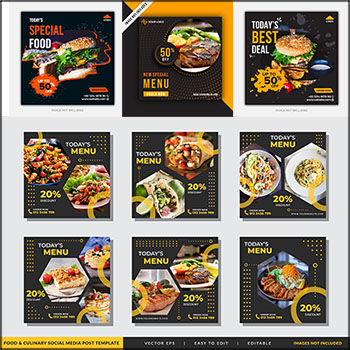 7款美食促销横幅海报第一素材网矢量素材精选