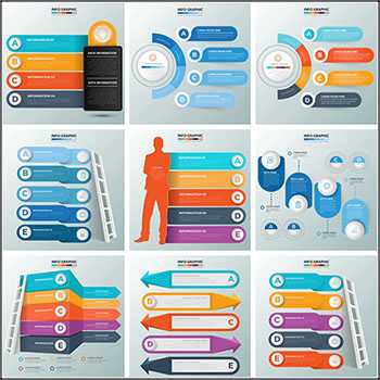 9套字母标签PPT信息图表