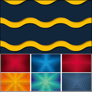 9款星星几何波浪扭曲立体抽象背景第一素材网矢量素材精选