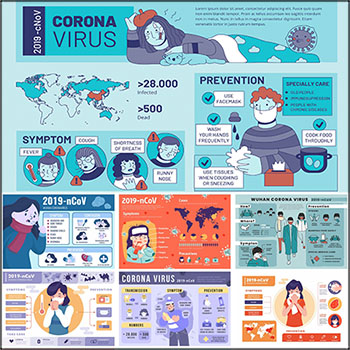 8款2019新冠病毒秋冬季流感预防信息图表第一素材网矢量素材精选