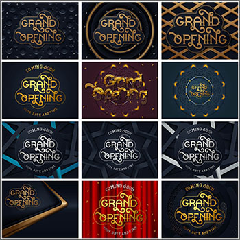 14款隆重开幕开业英文艺术字矢量横幅插图