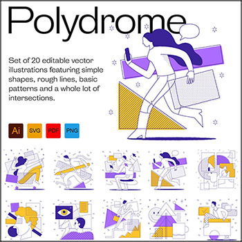 20个可编辑Polydrome – 动态插画第一素材网矢量素材精选