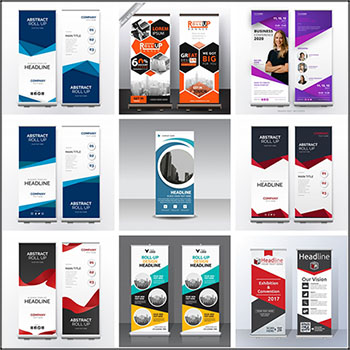 15套企业宣传易拉宝展板矢量设计模板