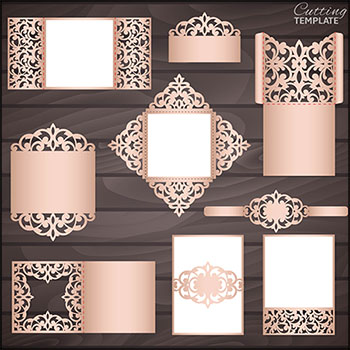 婚礼邀请卡欧式花纹边框折卡第一素材网矢量素材精选