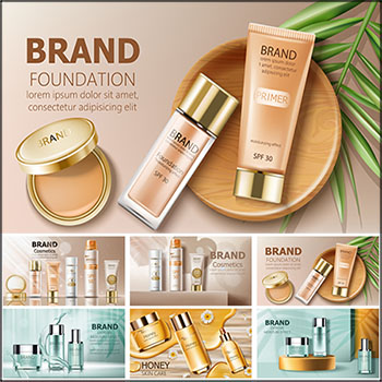 6款化妆品护肤品防晒霜宣传促销横幅第一素材网矢量模板精选