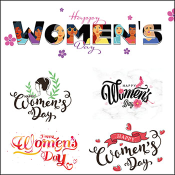 8款38妇女节三八女神节艺术字矢量插画