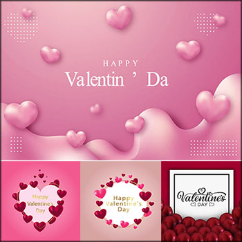 14款浪漫情人节促销爱心横幅插图背景第一素材网矢量素材精选