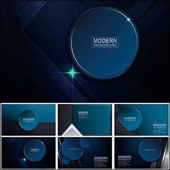 6款蓝色大气横幅抽象背景第一素材网矢量素材精选