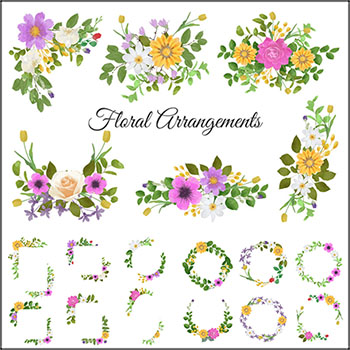 10套水彩花卉图案花圈花环第一素材网矢量素材精选