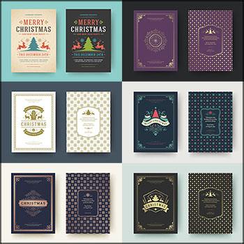 复古圣诞节贺卡卡片海报第一素材网矢量模板精选
