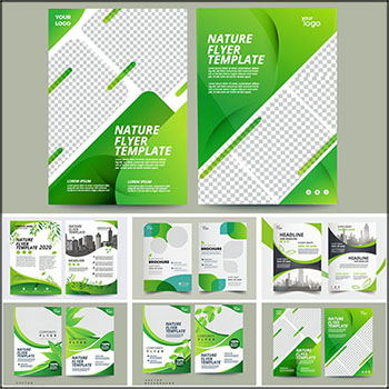 6款绿色春天风格企业传单第一素材网矢量素材精选