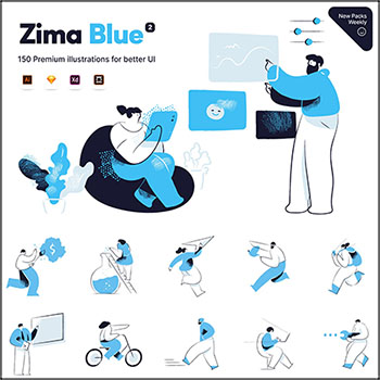 150款办公运动休闲户外活动单色人物场景PNG/AI第一素材网矢量插图精选