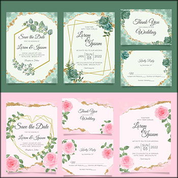 13套欧式花纹婚礼请柬邀请卡第一素材网矢量素材精选