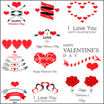 5套情人节婚礼婚庆爱情爱心元素海报第一素材网矢量插图精选