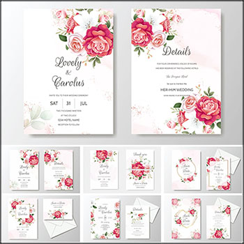 花卉花环装饰婚礼邀请函邀请卡第一素材网矢量素材精选
