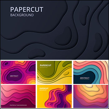 等高线剪纸风彩色几何抽象横幅背景第一素材网矢量素材精选