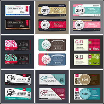 9套超市礼品券代金券第一素材网矢量模板精选