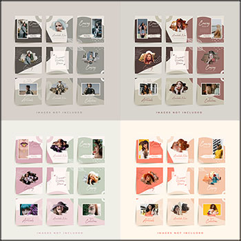 4套网络媒体照片九宫格拼图第一素材网矢量素材精选