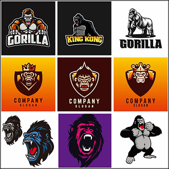 9款邪恶的猩猩LOGO标志图案第一素材网矢量素材精选