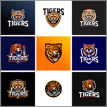 9款凶狠的老虎LOGO图标企业徽标图案第一素材网矢量素材精选