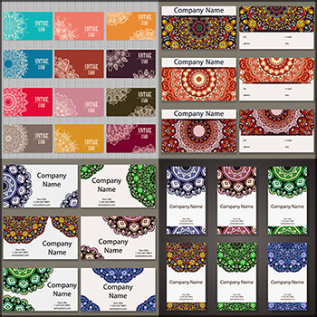 20套曼陀罗花纹装饰背景名片卡片第一素材网矢量模板精选