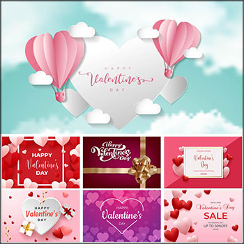 18款情人节快乐促销打折海报横幅背景第一素材网矢量素材精选