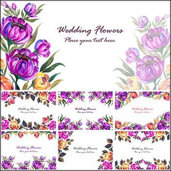 7款水彩装饰婚礼请柬卡片贺卡背景第一素材网矢量素材精选