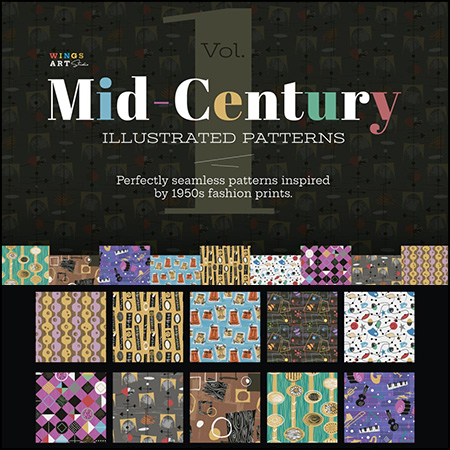 10款中世纪复古无缝图案PAT/AI第一素材网矢量背景精选