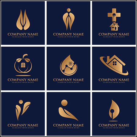 18款金色房地产创意LOGO标志第一素材网矢量图标精选